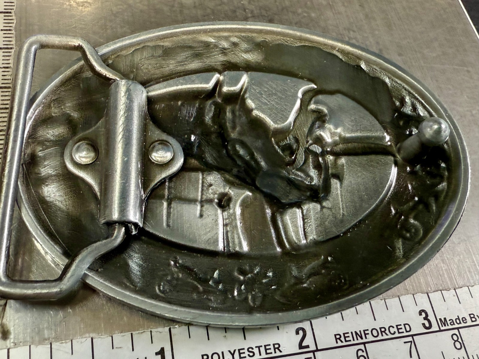 Horse Head and Saddle Enamel Rodeo Cowboys Cowgirls Dimensional Belt Buckle