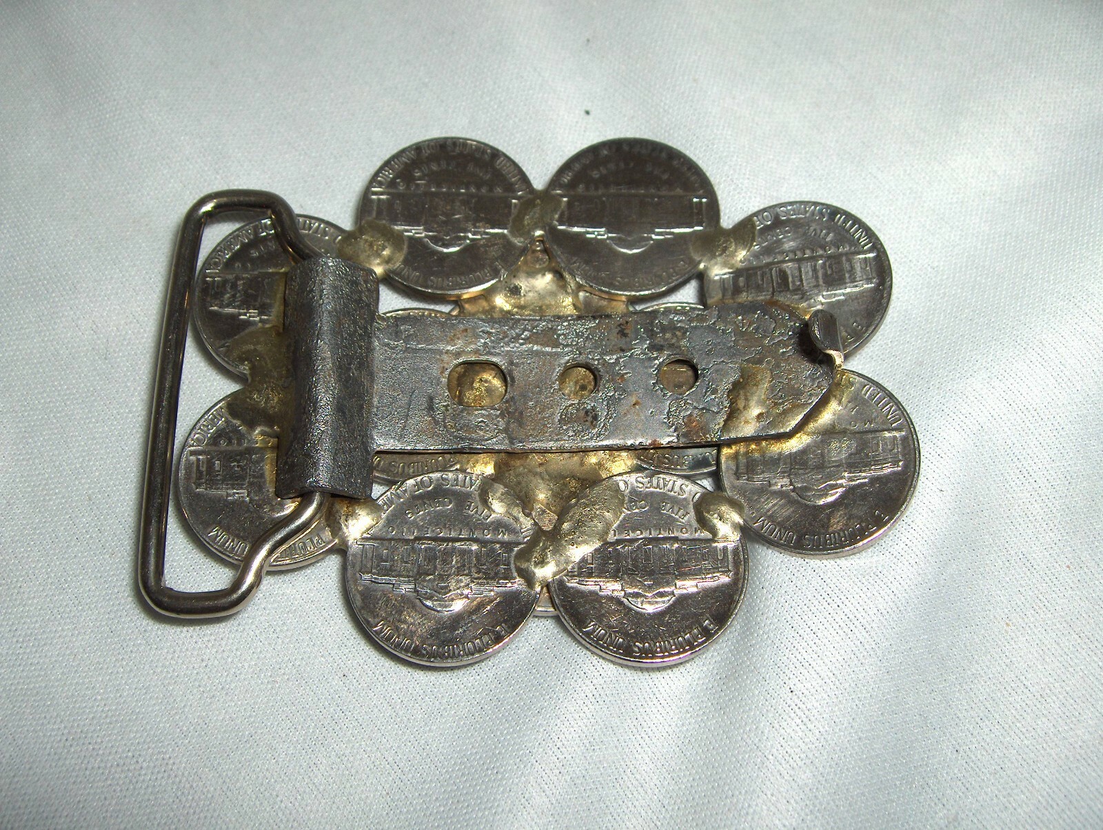 Vintage Jefferson Nickel Coin Belt Buckle Half Dollar 3.50&Prime; x 2.50&Prime; NICE
