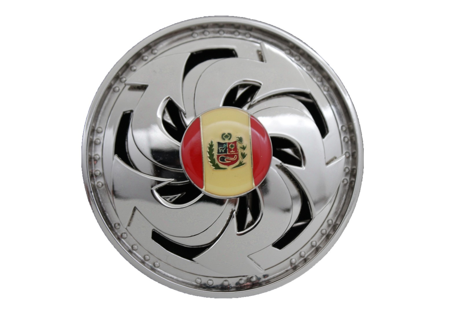 Men Women Silver Metal Belt Buckle Round Spinning Arrows Spain Flag Circle Shape