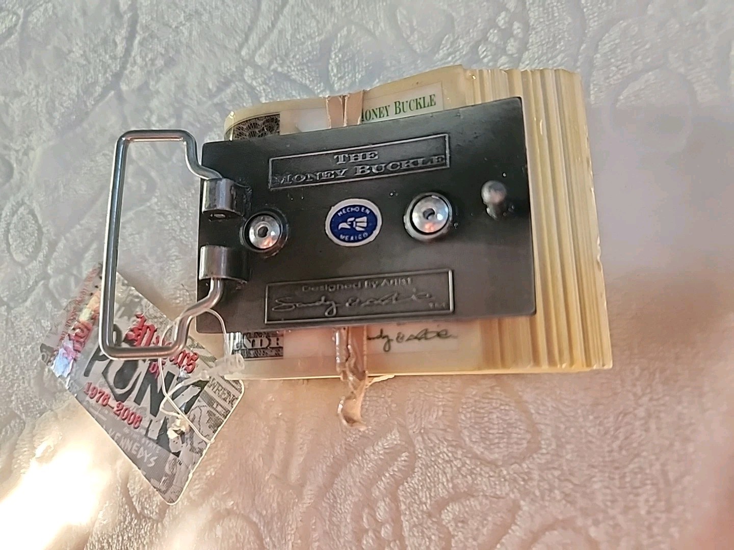THE MONEY BUCKLE◇Vintage◇$100 Bills◇Money Roll Belt Buckle◇Cash Stacks◇NEW + Tag