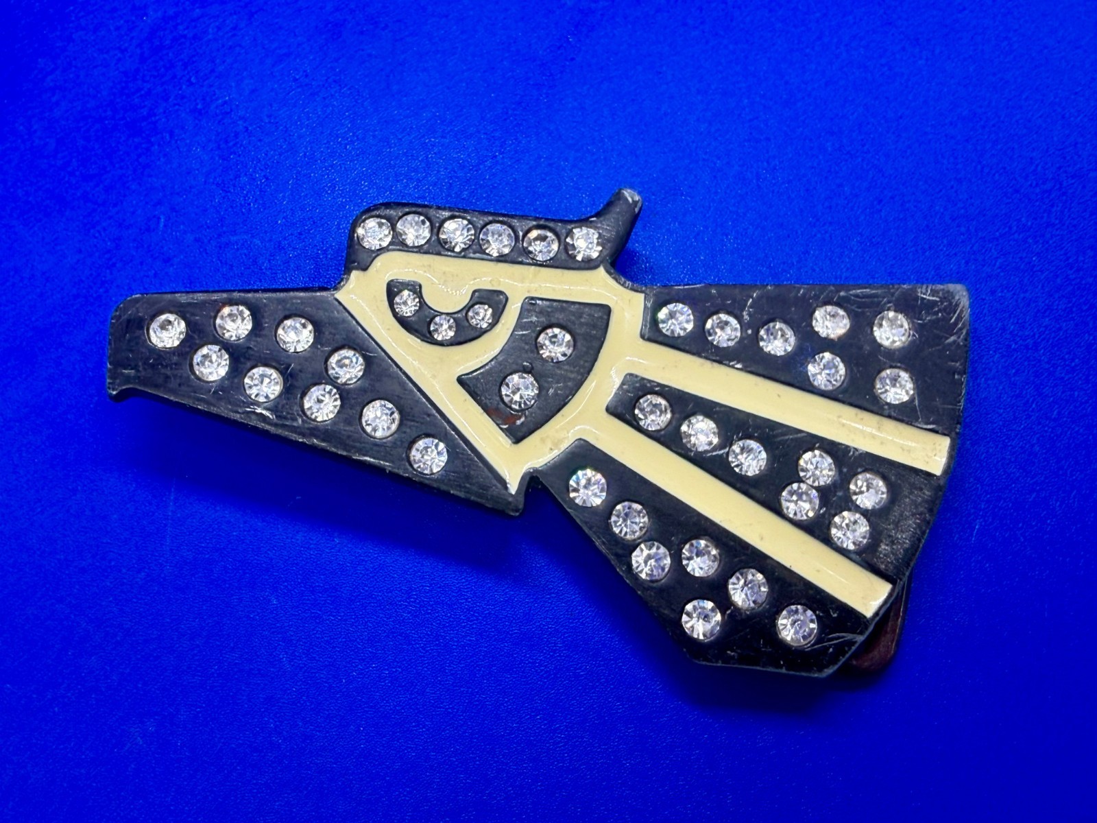 Mexico Eagle ? Pattern With Clear Rhinestone Accents Cutout Belt Buckle