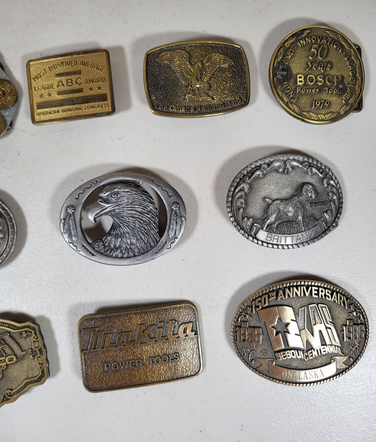 Mixed Wholesale Lot 13 Belt Buckles Brass Metal Western Rodeo Power Tools Eagle