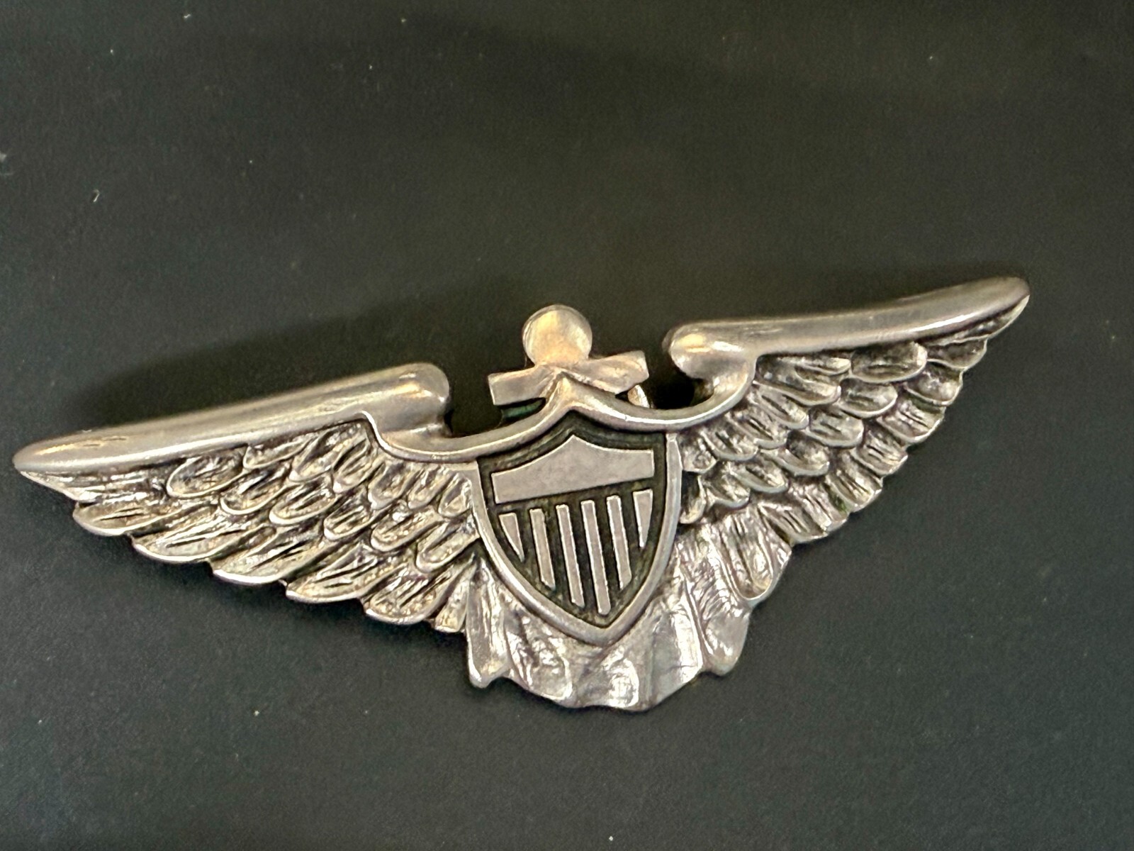 Large Military US Army Air Force? Aviator Badge Pilot Wings Shield Belt Buckle
