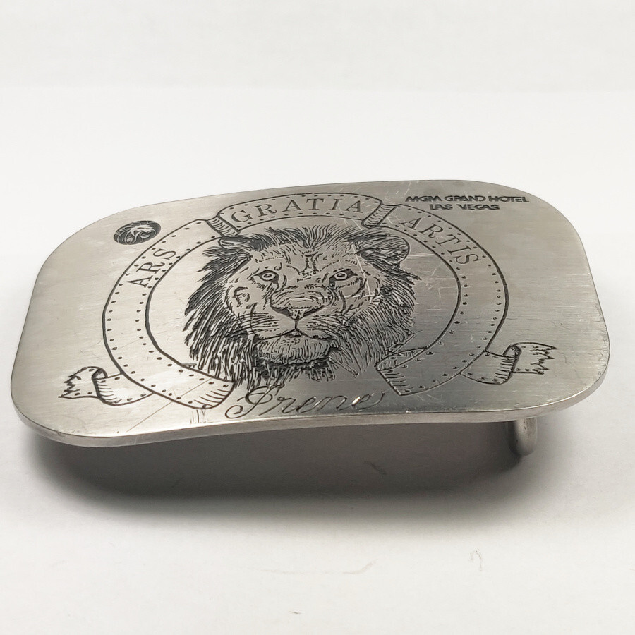 Metro Goldwyn Mayer MGM Lion Head Las Vegas Etched Belt Buckle