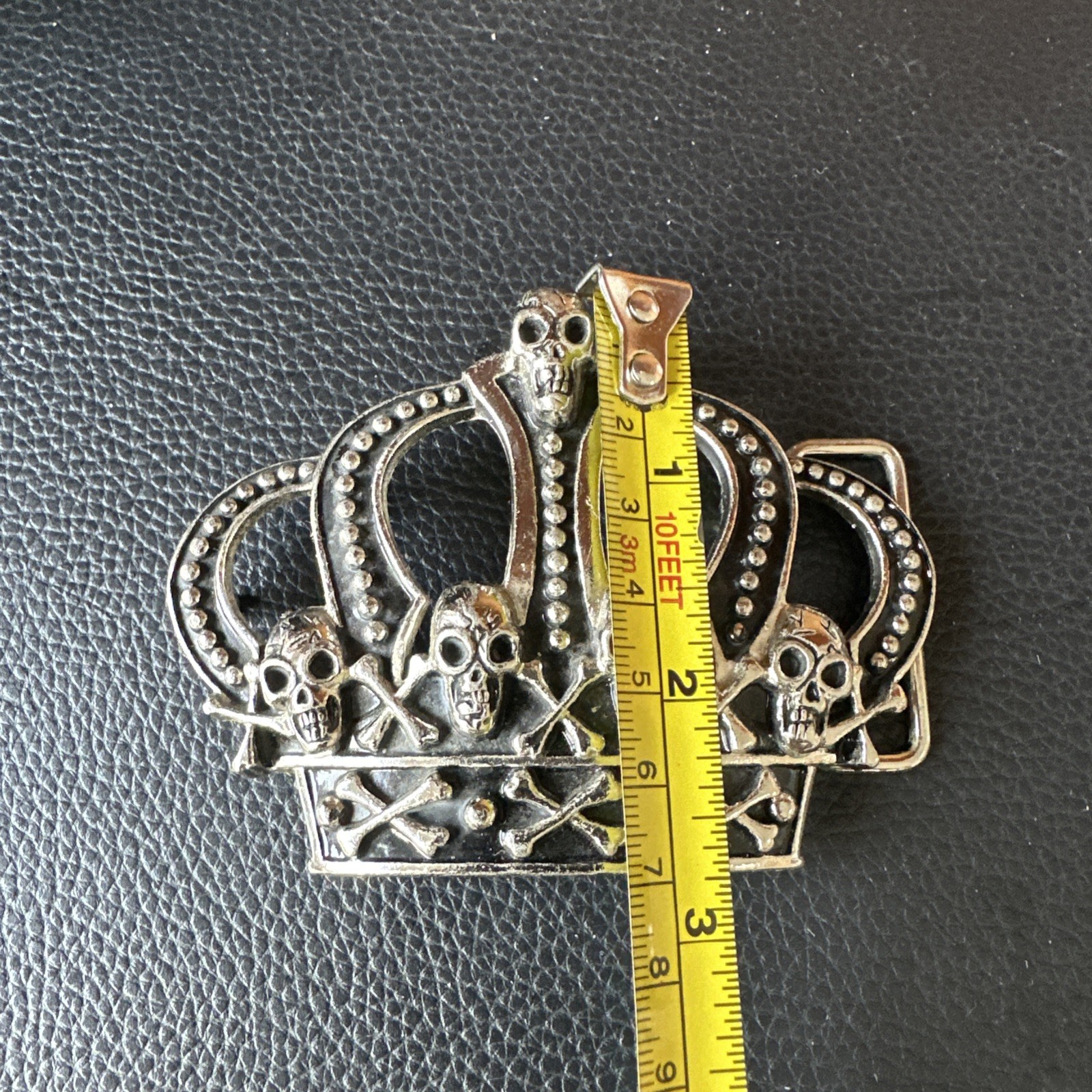 WESTSIDE CA Crown With Skulls Metal Biker Motorcycle Gothic Belt Buckle