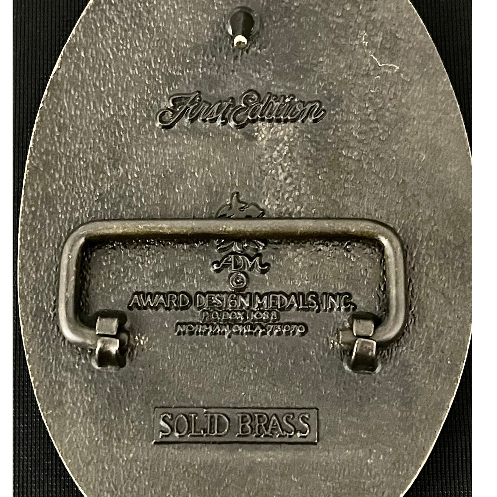 Vintage Award Design Medals Elk Deer Belt Buckle Solid Brass Tone