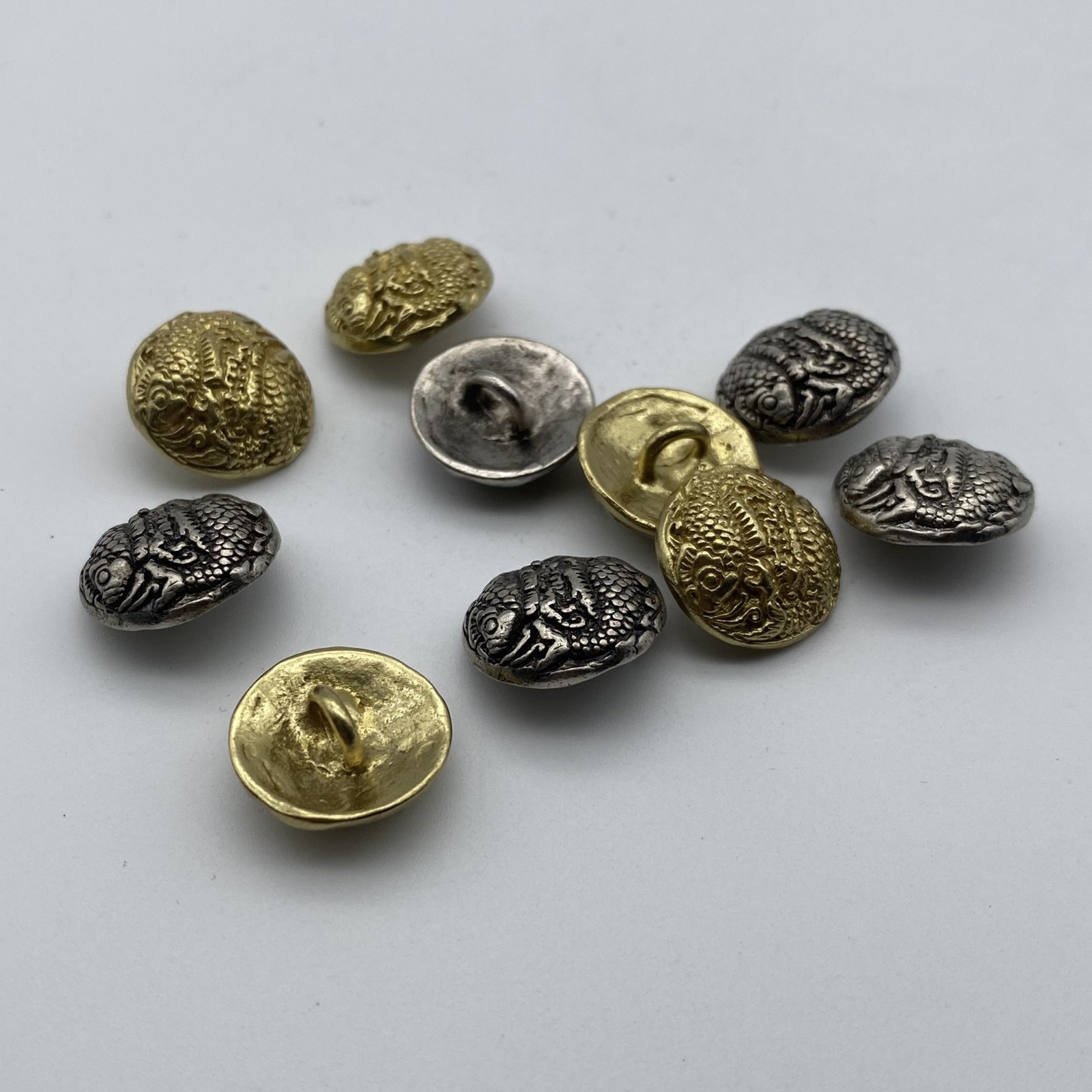 Vintage Shank Button Round Brass Sewing Button,Old Silver Buttons lot