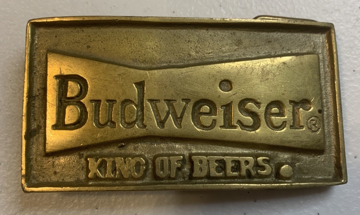 Vintage Solid Brass Budweiser belt buckle Los Angeles 683 free shipping USA
