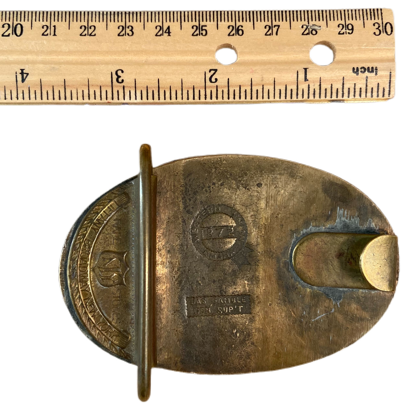 Western Union Telegraph Co. Eagle U.S. Belt Buckle Tiffany Broadway NY Stamped