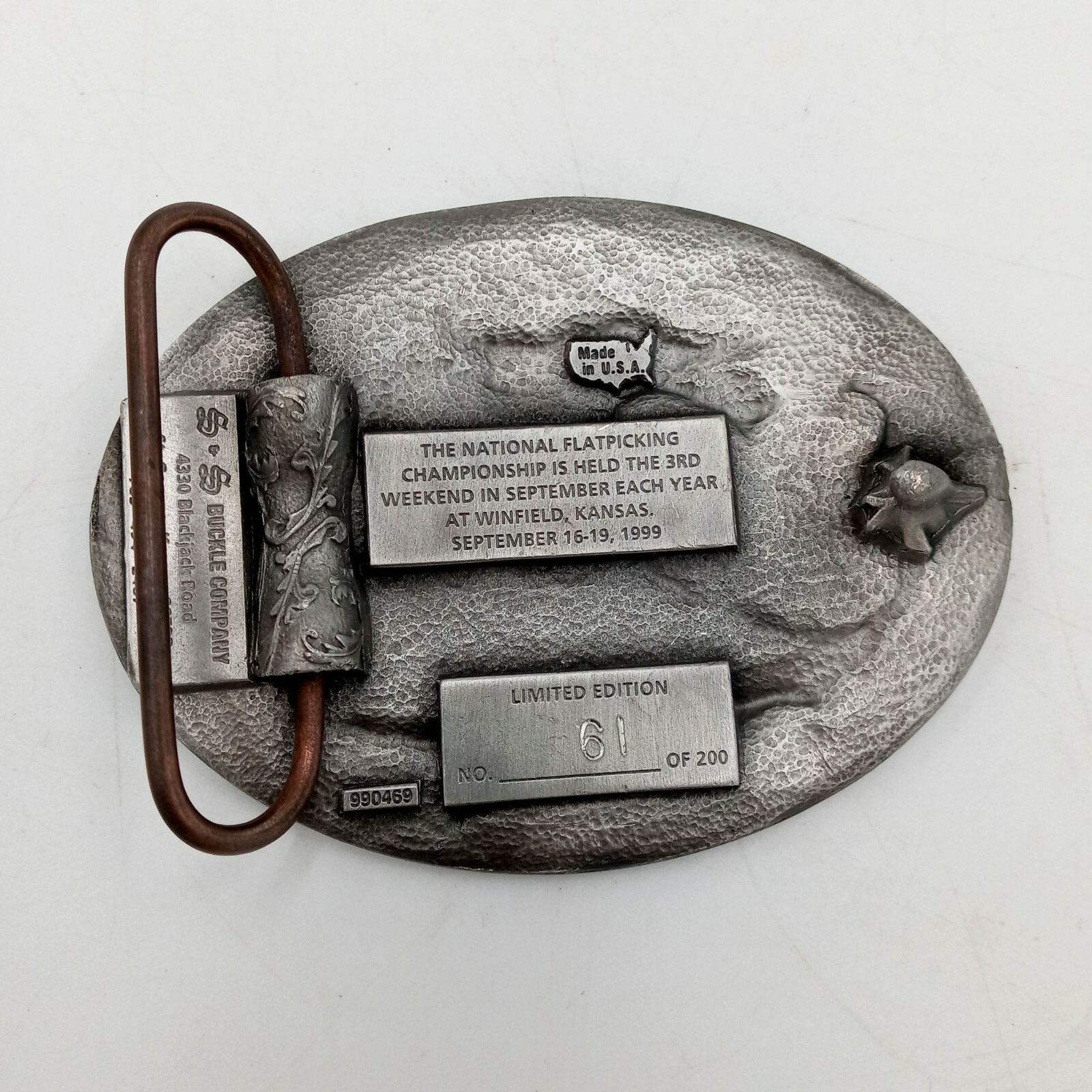 Walnut Valley Bluegrass Belt Buckle Festival Vintage 1999 RARE Winfield Kansas