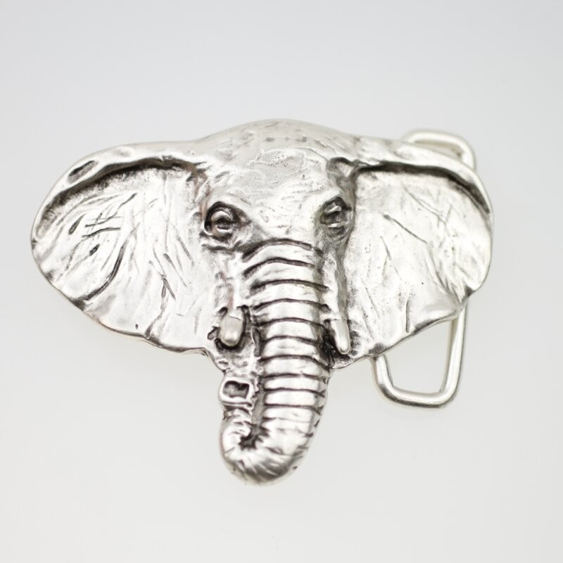 Elephant Belt Buckle Antique Look Antique Silver – Solid Vintage Buckle with Detail