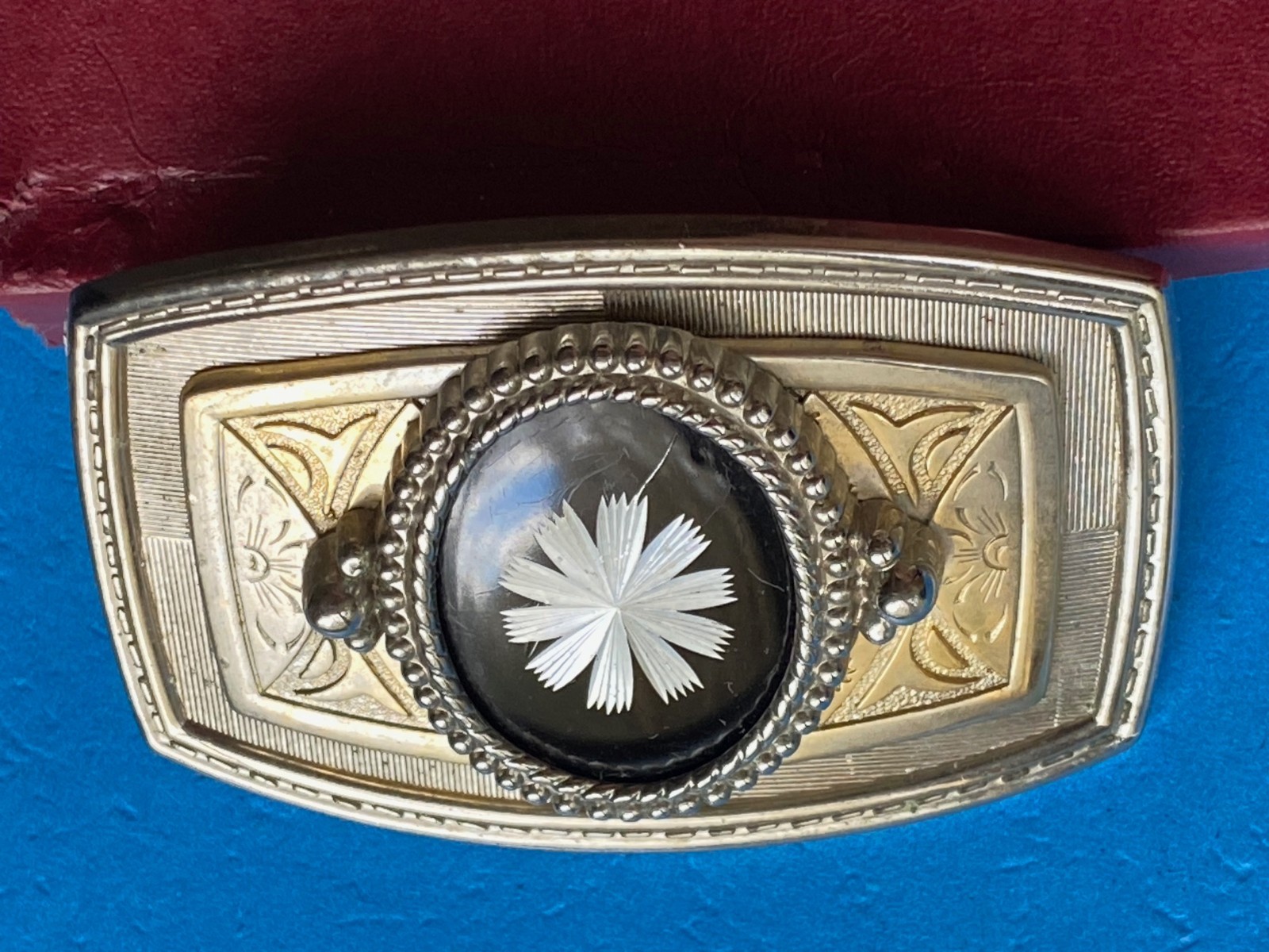 Vintage American Precious Stone Holder Belt Buckle