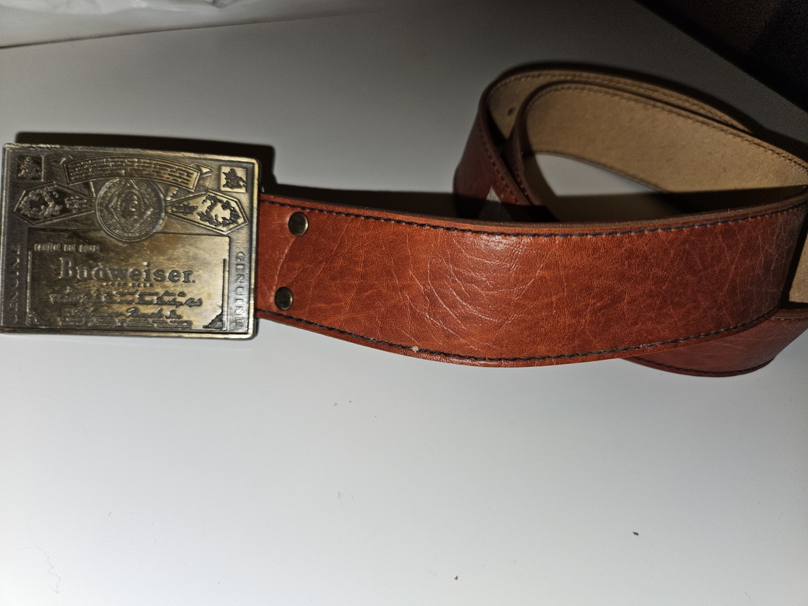 Budweiser Vintage Leather Belt NEW Cowboy Country Men’s Belt Western Buckle