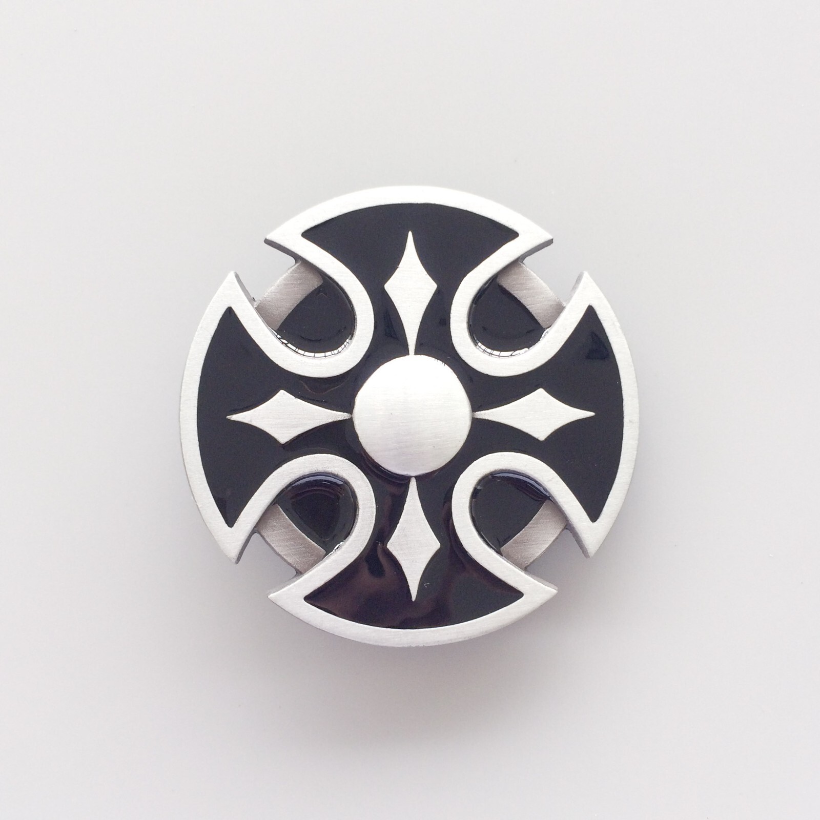 Antique Silver Enamel Round Celtic Cross Vintage Belt Buckle Boucle de Ceinture