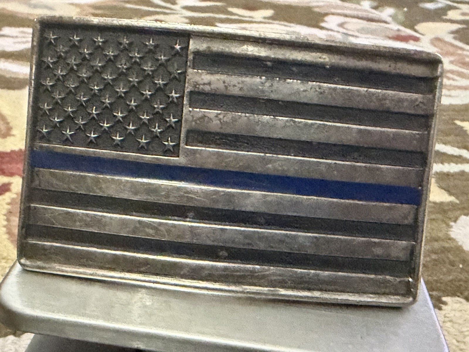 Montana Silversmith Belt Buckle American Flag Thin Blue Line Law Enforcement