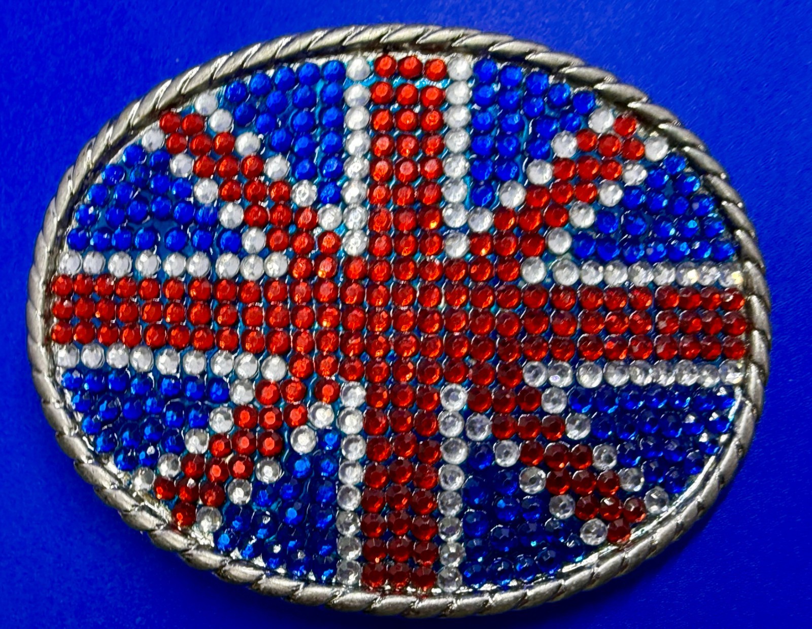 British Union Jack England British Flag Red Blue White Rhinestone Belt Buckle
