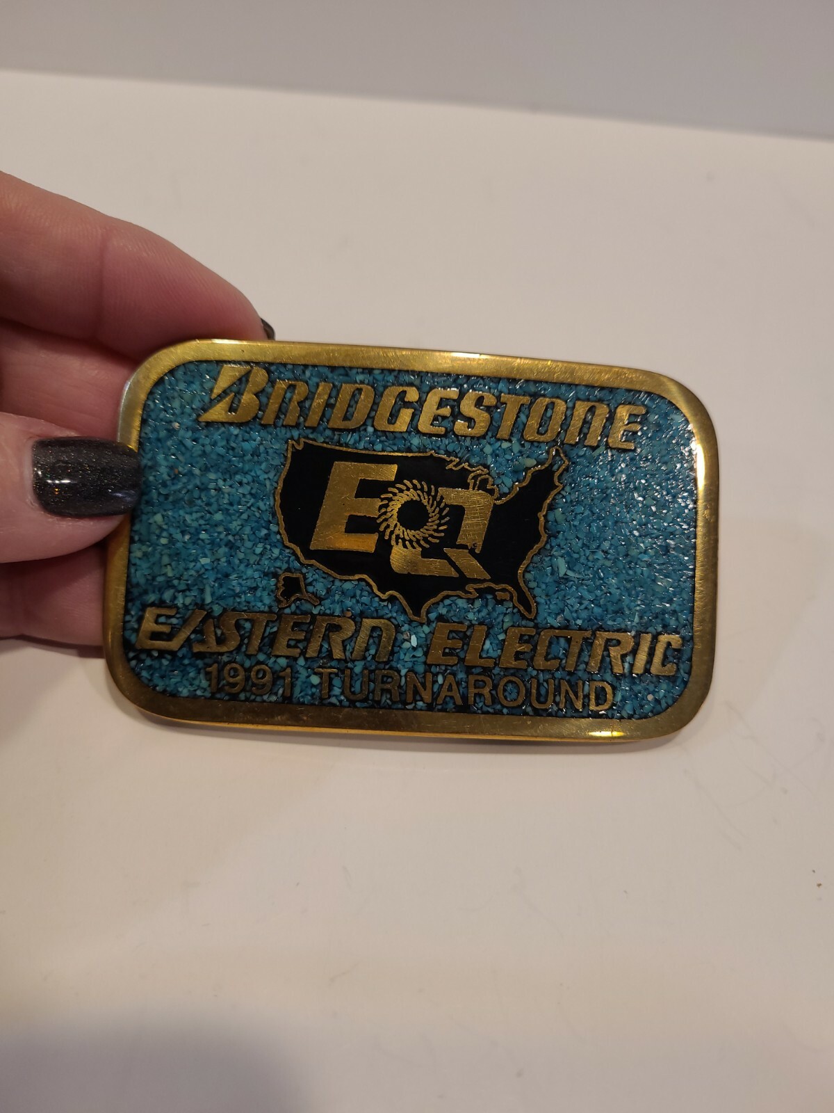 Bridgestone DynaBuckle Eastern Electric 1991 Turnaround Heavy Metal Belt Buckle