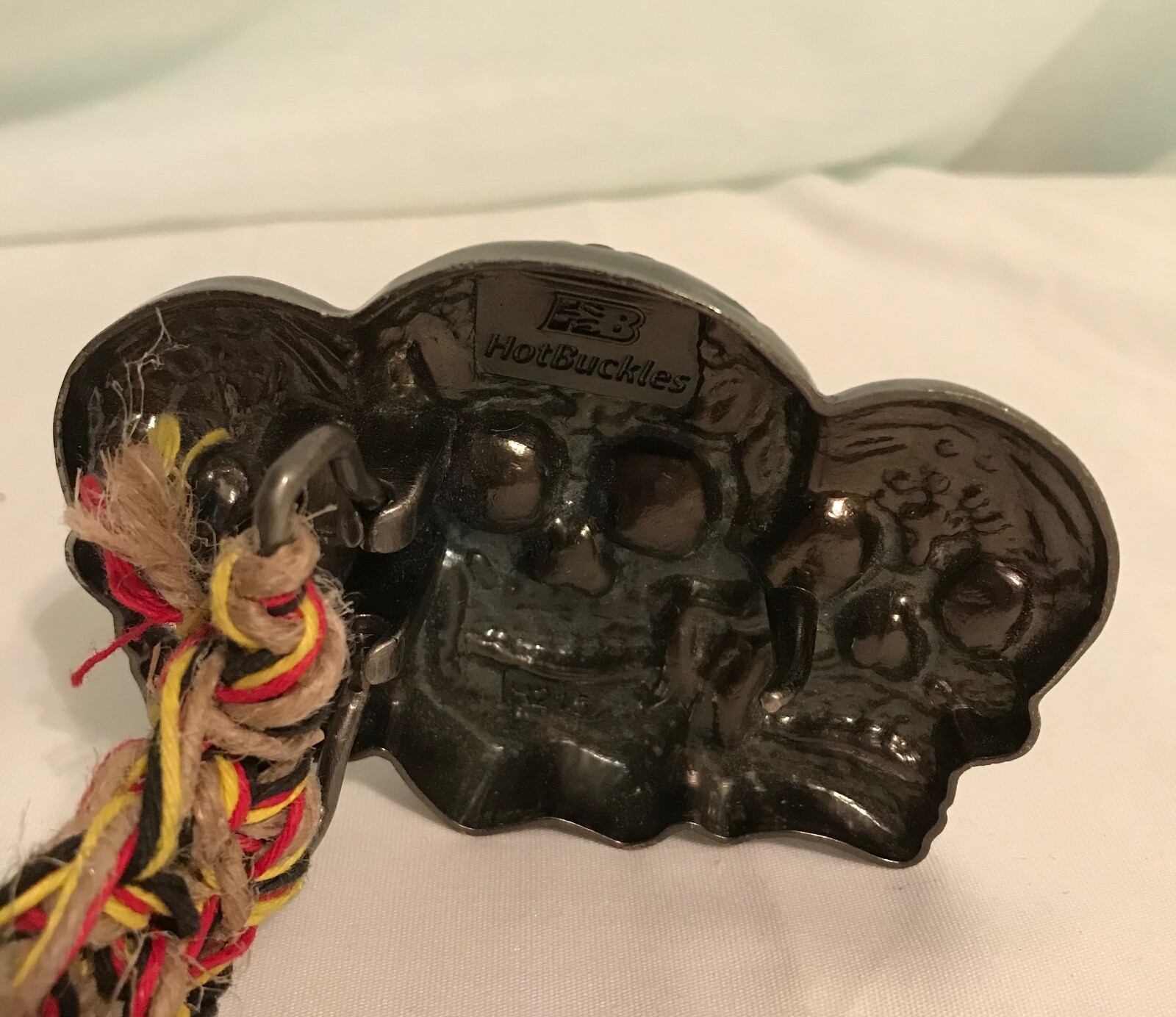 Triple Skull Belt Buckle Rasta 100% Natural Hemp Cord Braided Hemp Twine 50&Prime;