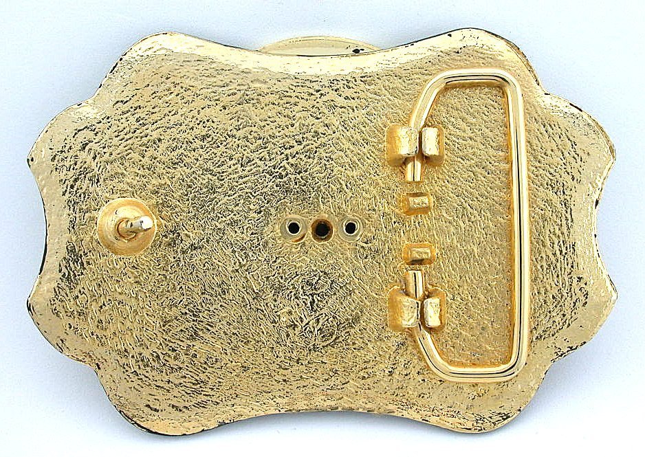 Gold Color Oval 40×30 40mm x 30mm Lapis Cab Cabochon Gem Horseshoe Belt Buckle