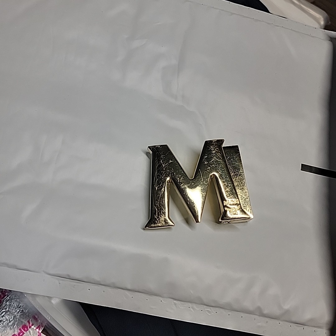 MCM gold logo reversible Belt Buckle Clean Not Too Bad Condition.