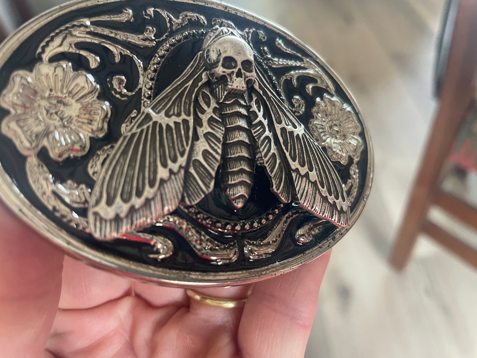 Metal Dead Head Moth Belt Buckle Goth Punk Western Biker Style Jewelry