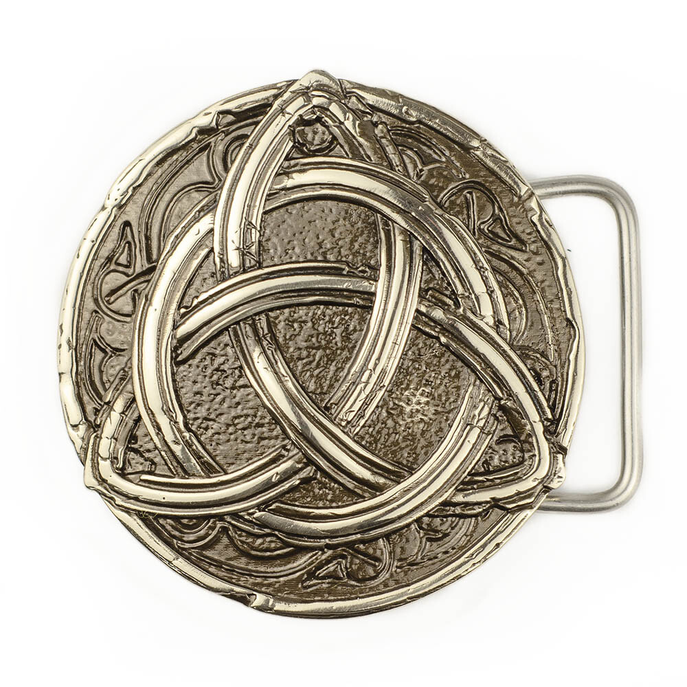 Triquetra german silver belt buckle, Celtic Trinity Knot Triquetra cross symbol
