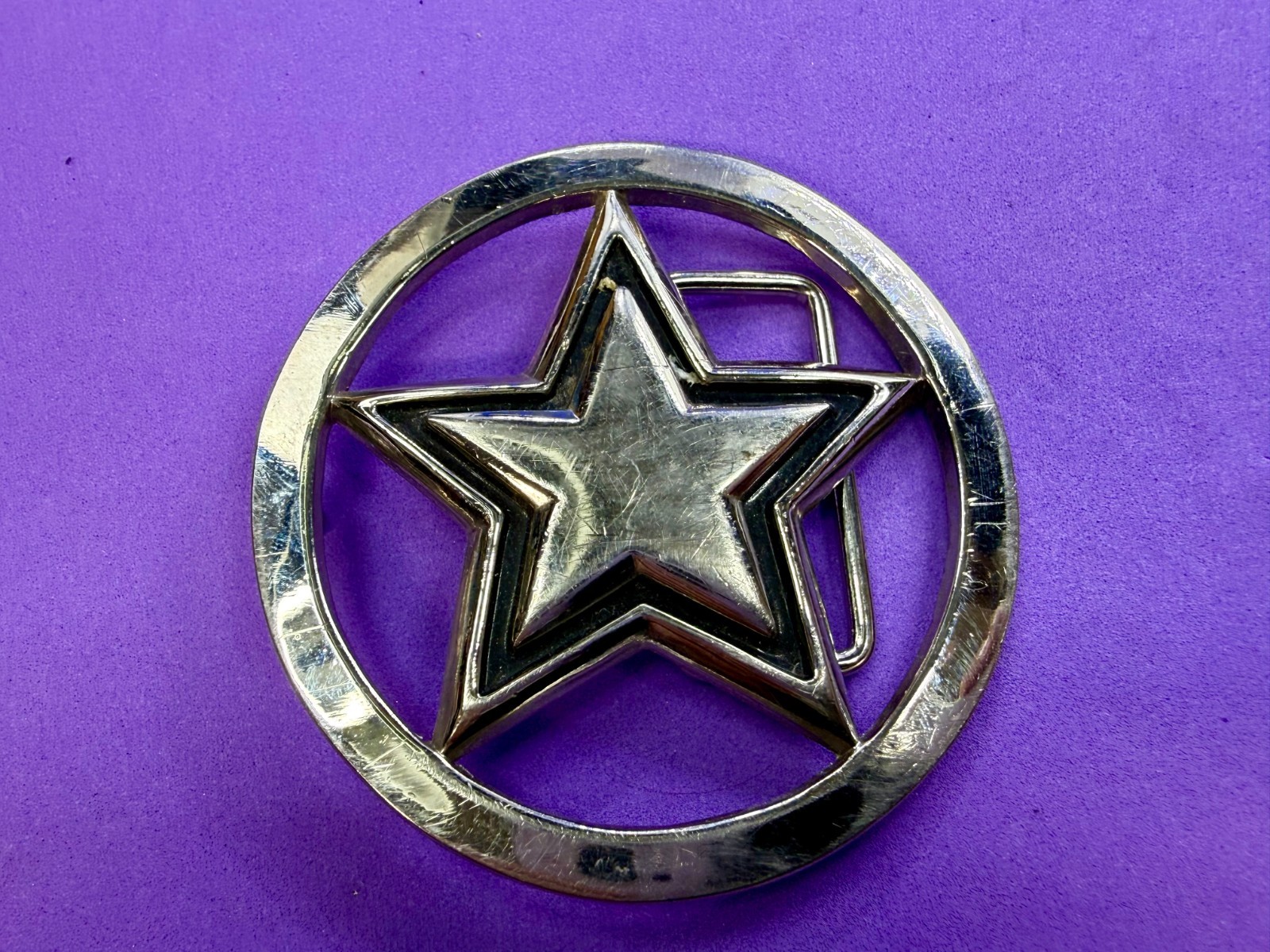 Famous Stars & Straps Five Point Star Logo See-Trough Silver Color Belt Buckle
