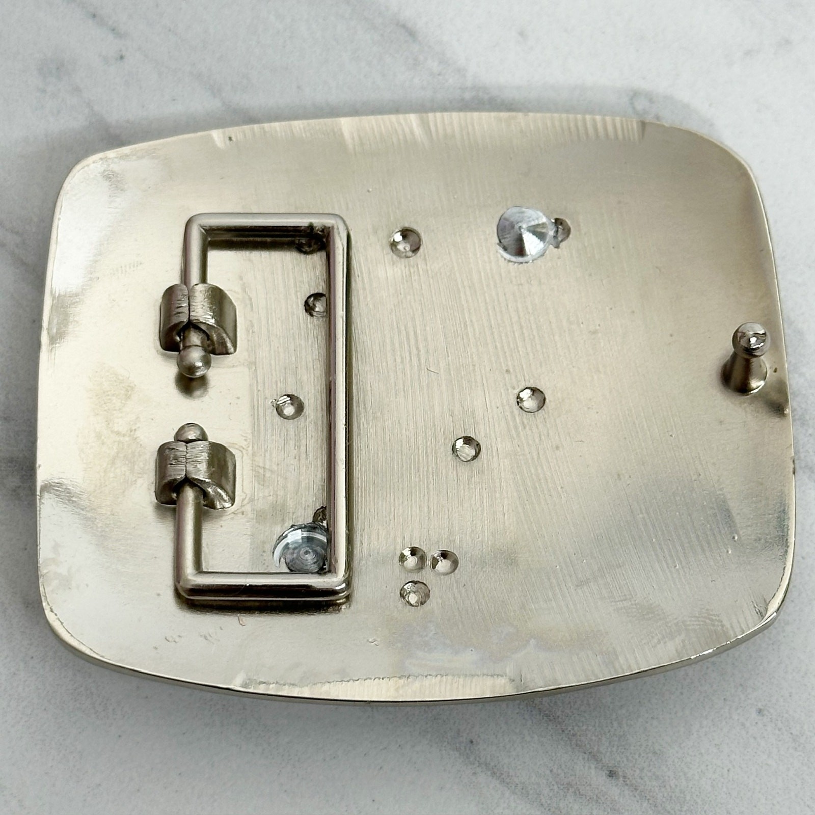 Rhinestone Studded X Letter Initial Monogram Silver Tone Belt Buckle
