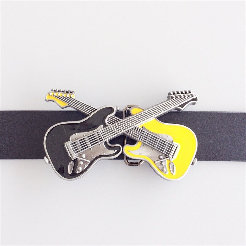Black Yellow Double Color Enamel Guitar Music Belt Buckle also Stock in the US
