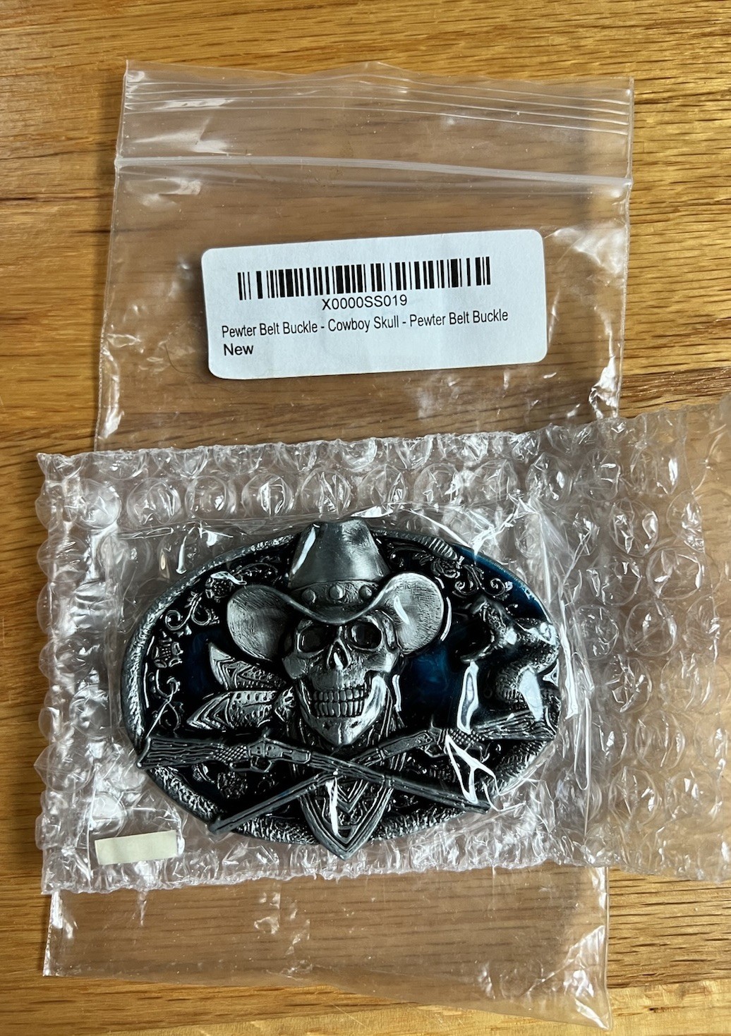 NEW Pewter Siskiyou Belt Buckle Cowboy Skull Blue Enamel – The Old West Western
