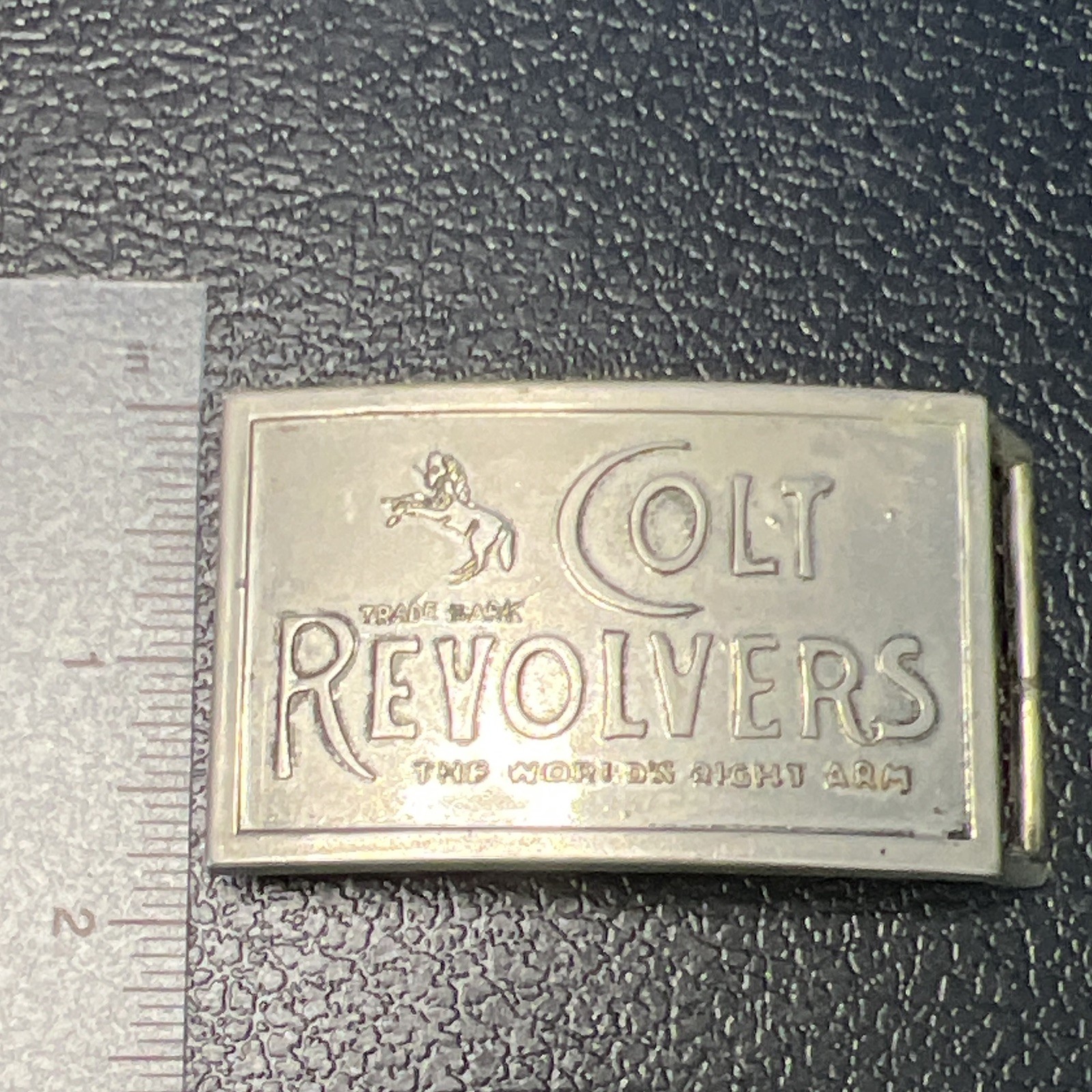 Colt Revolvers Vintage Silver Metal Western Belt Buckle Rectangular Logo