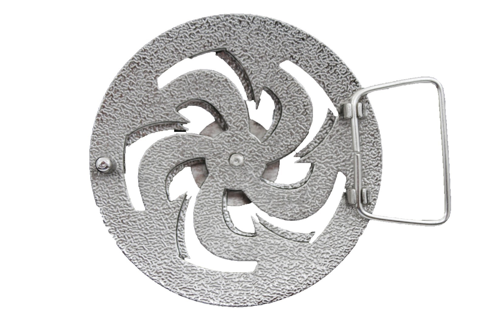 Men Women Silver Metal Belt Buckle Round Spinning Arrows Spain Flag Circle Shape