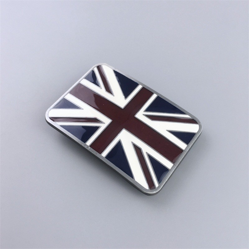 Vintage Style Enamel UK Union Jack Flag Rectangle Belt Buckle