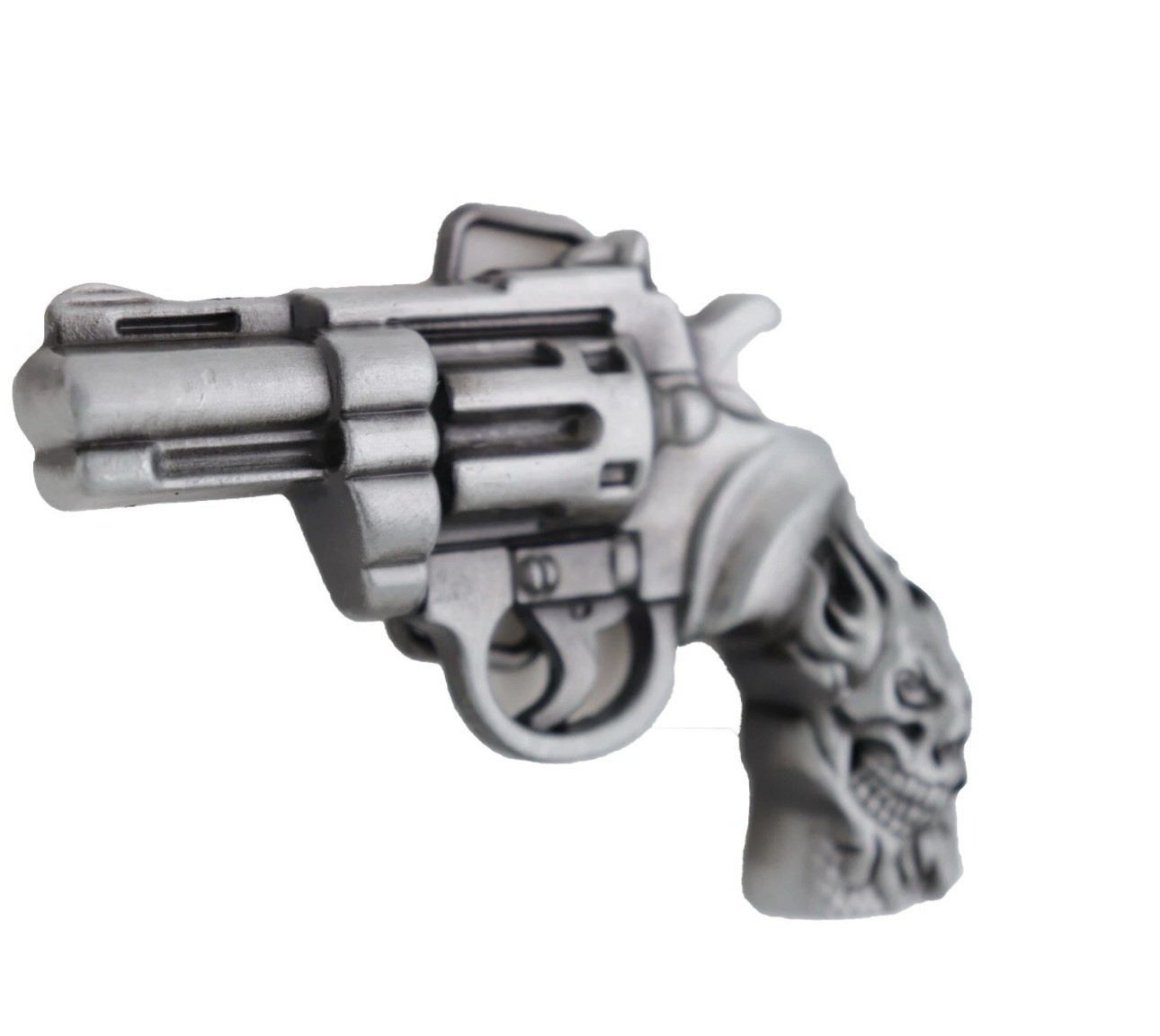 New Men Silver Metal Western Old School Fashion Belt Buckle Revolver Gun Skull