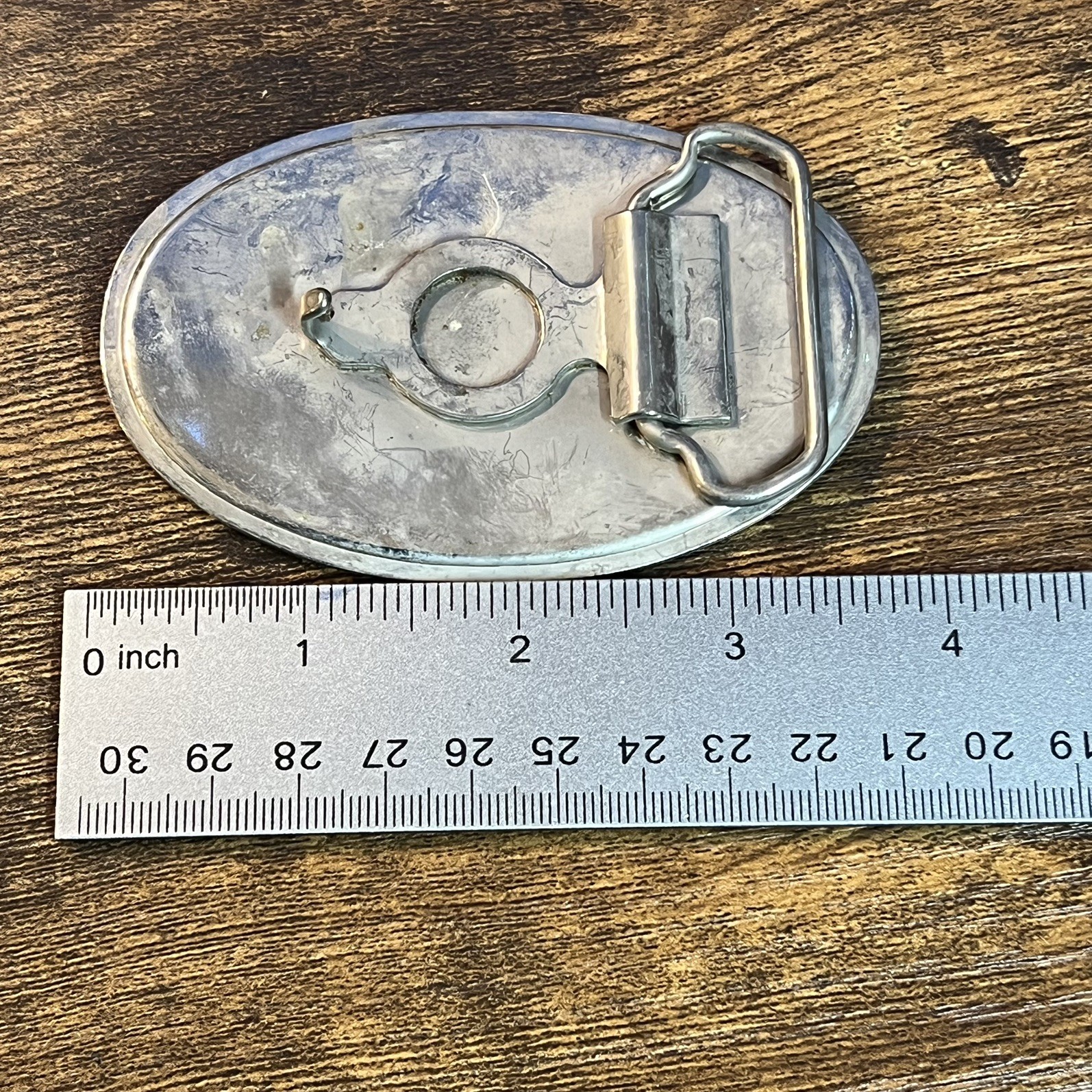 Vintage Western Blue, White Silver Etched Pattern With Rope Boarder B19