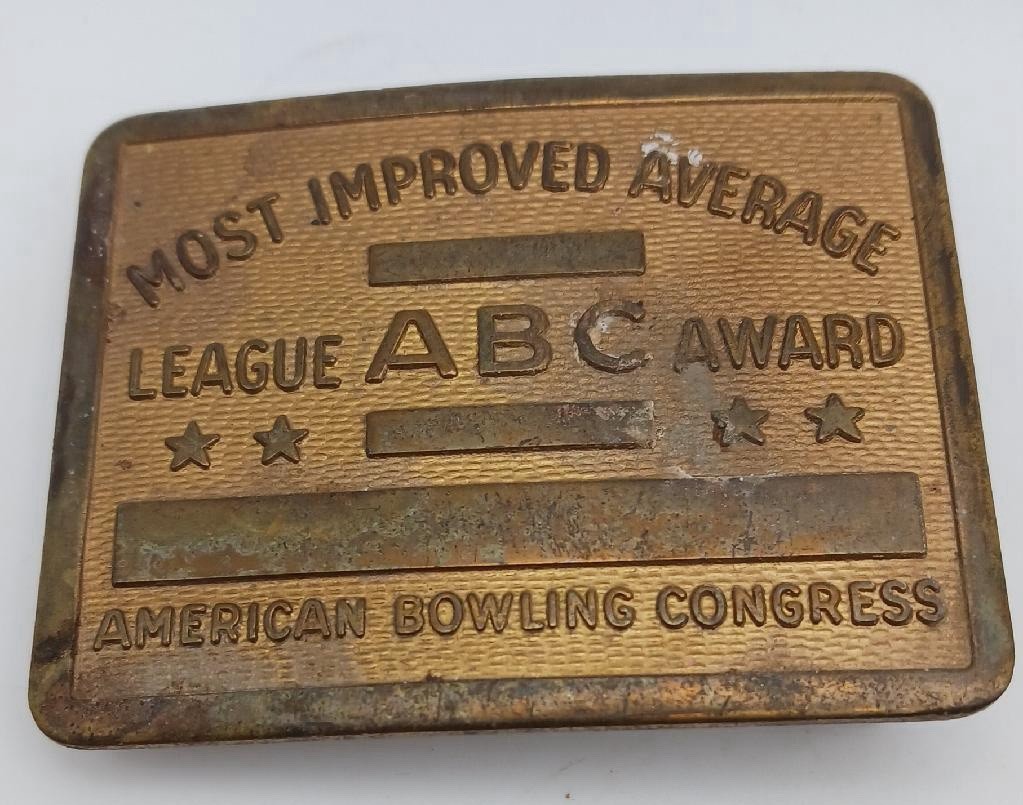 Vintage Belt Buckle American Bowling Congress Most Improved Average League Award