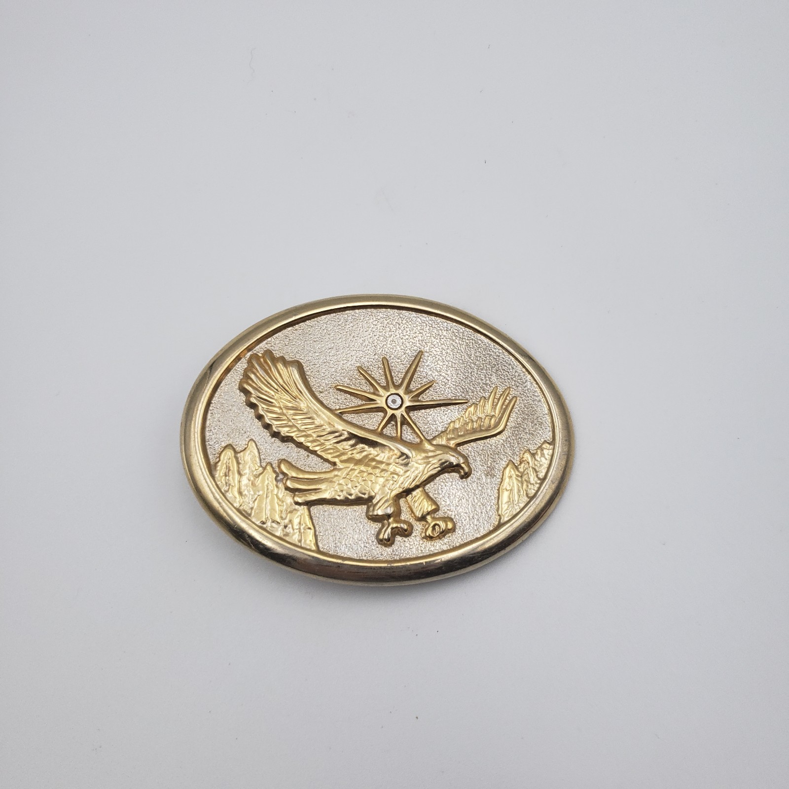Vintage Belt Buckle Gold Tone American Eagle Majestic Western Cowboy Southwest
