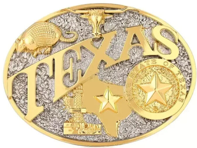 Texas Belt Buckle w/Star, Oil Rig, Longhorn and More American Western Cowboy