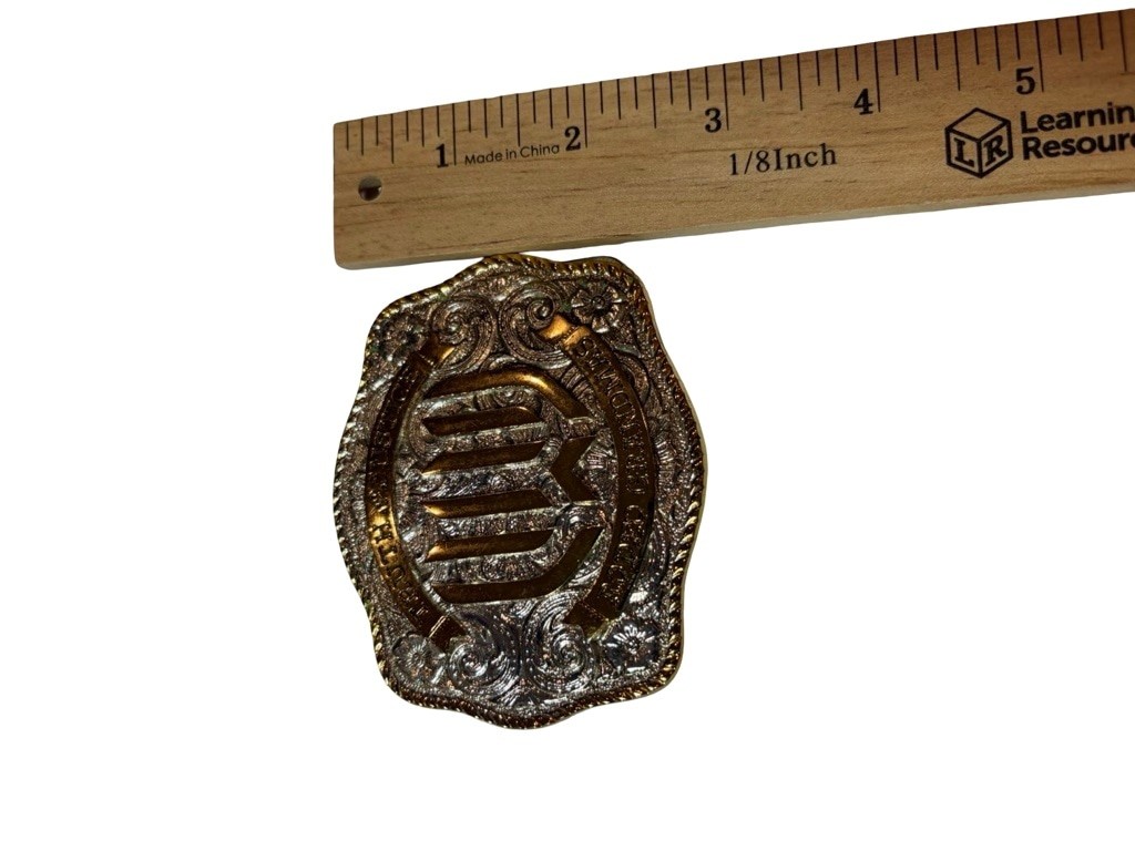 Vintage Western Rodeo Belt Buckle Truth Justice Rodeo Grandmas Gold Tone Cowboy