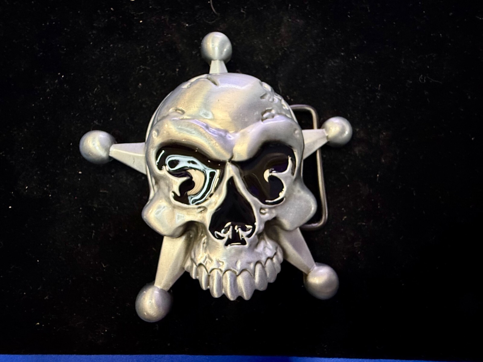 Creepy Skull Grinning Teeth Five Point Star Gothic Punk Cutout Belt Buckle