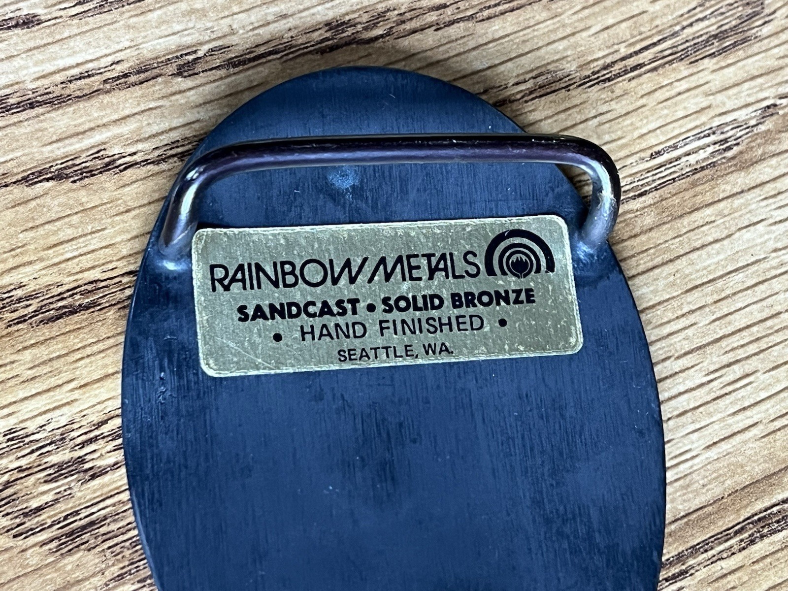 Vtg Chevron Solid Sand Cast Bronze Belt Buckle by Rainbow Metals Seattle