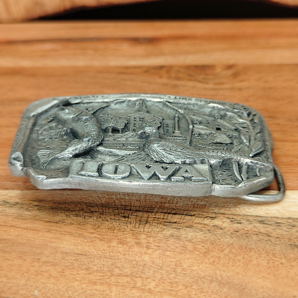 Western Rectangular Siskiyou Iowa State Scenery Cowboy Belt Buckle