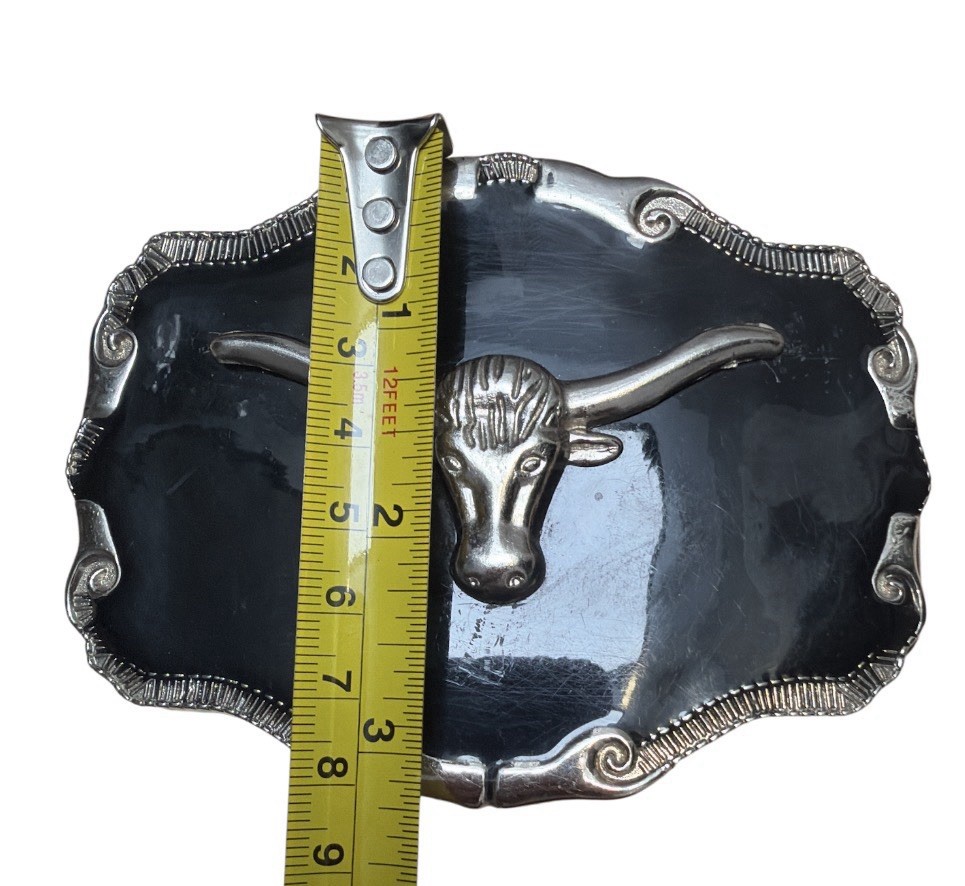 Belt Buckle Bull Steer Cowboy Western Rodeo Belt Black