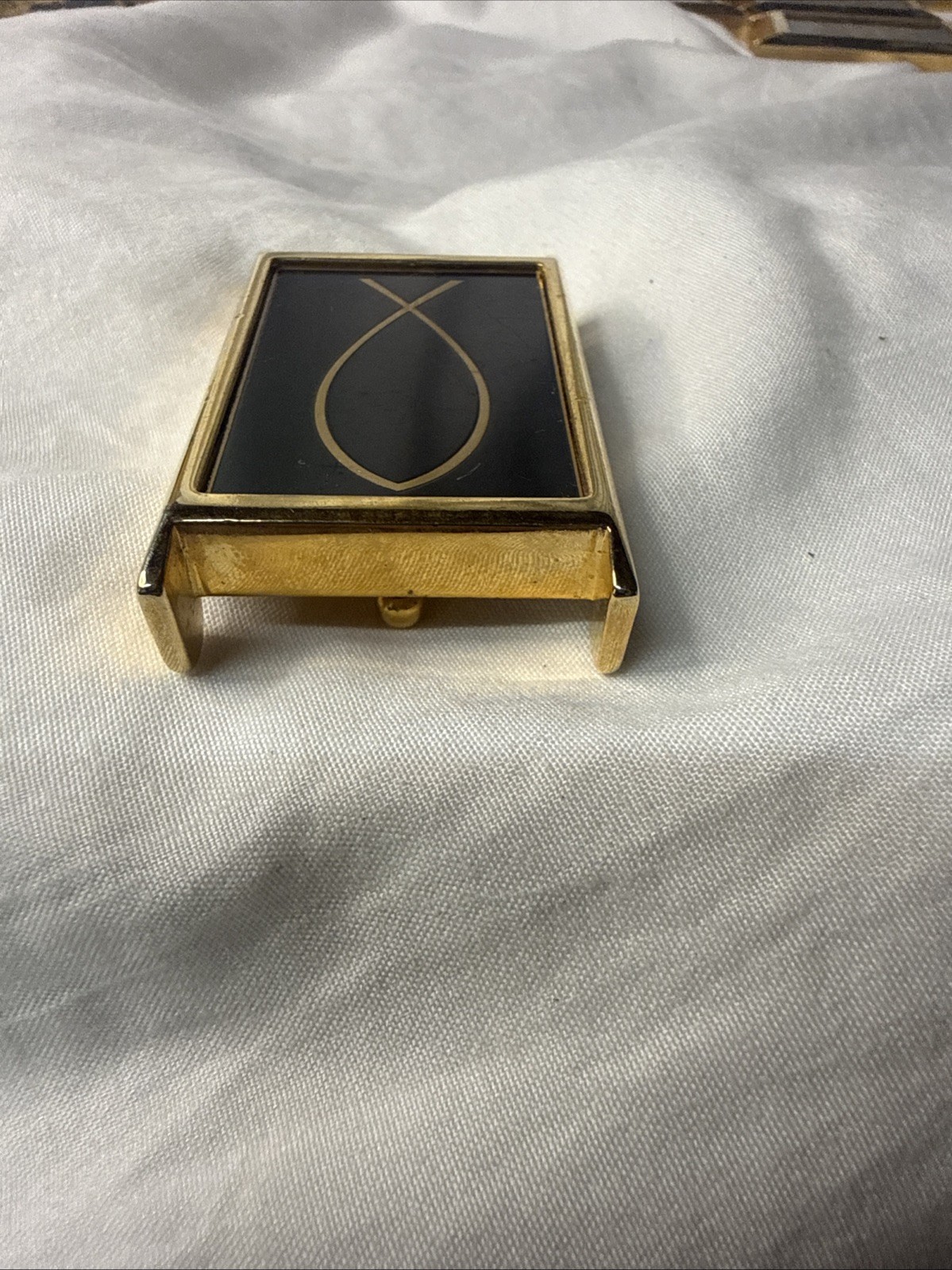 Vintage Aurum Dallas Christian Fish Interchangeable Belt Buckle Gold Tone