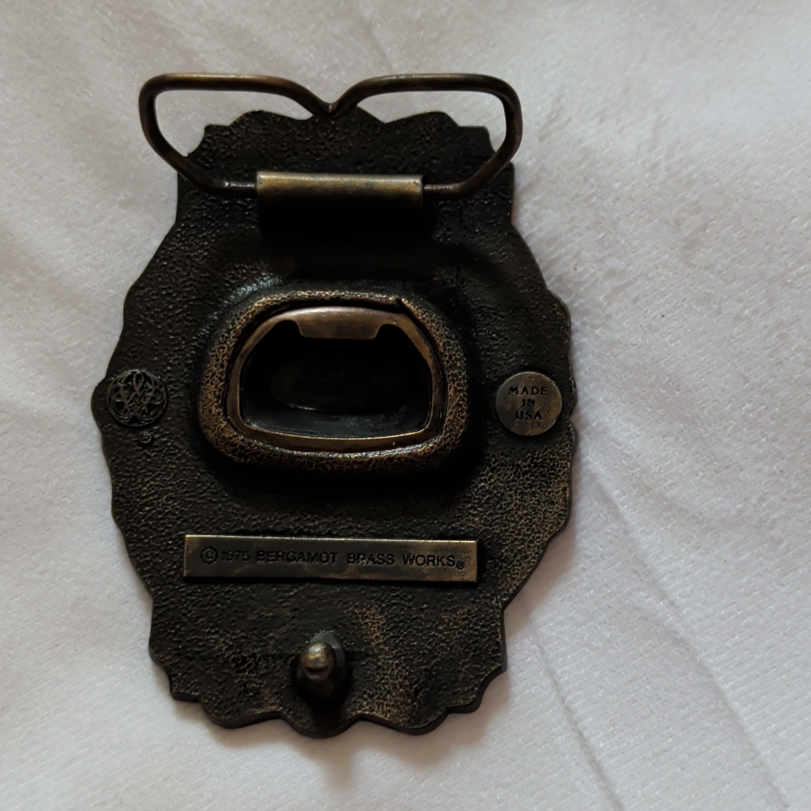 Bergamot Brass Works Lone Star Beer Logo Brass Belt Buckle Antique Finish 1.5&Prime;