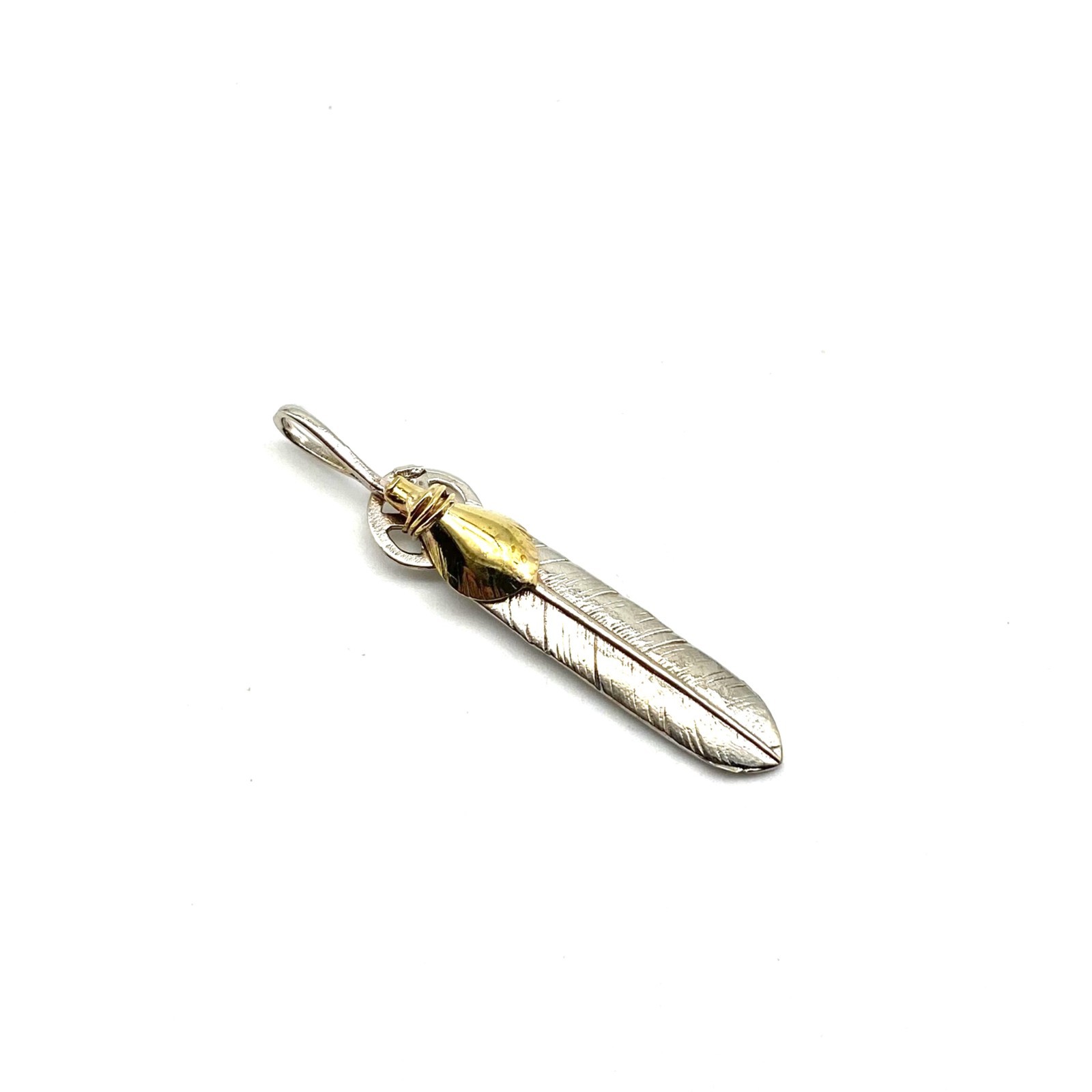 Gold Bead Silver Feather Necklace Charming Pendants lot
