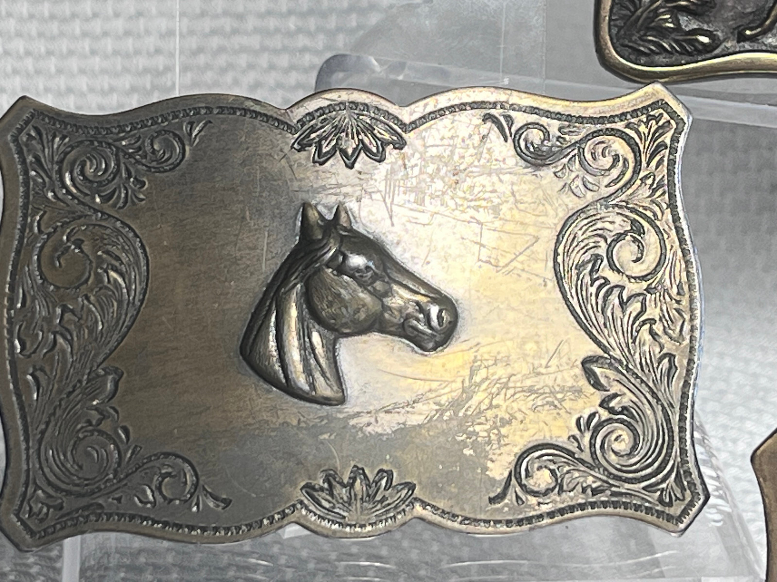 Vtg Outdoorsman Hunter Animal Themed Belt Buckle Lot Of 3 Deer Steer & Horse