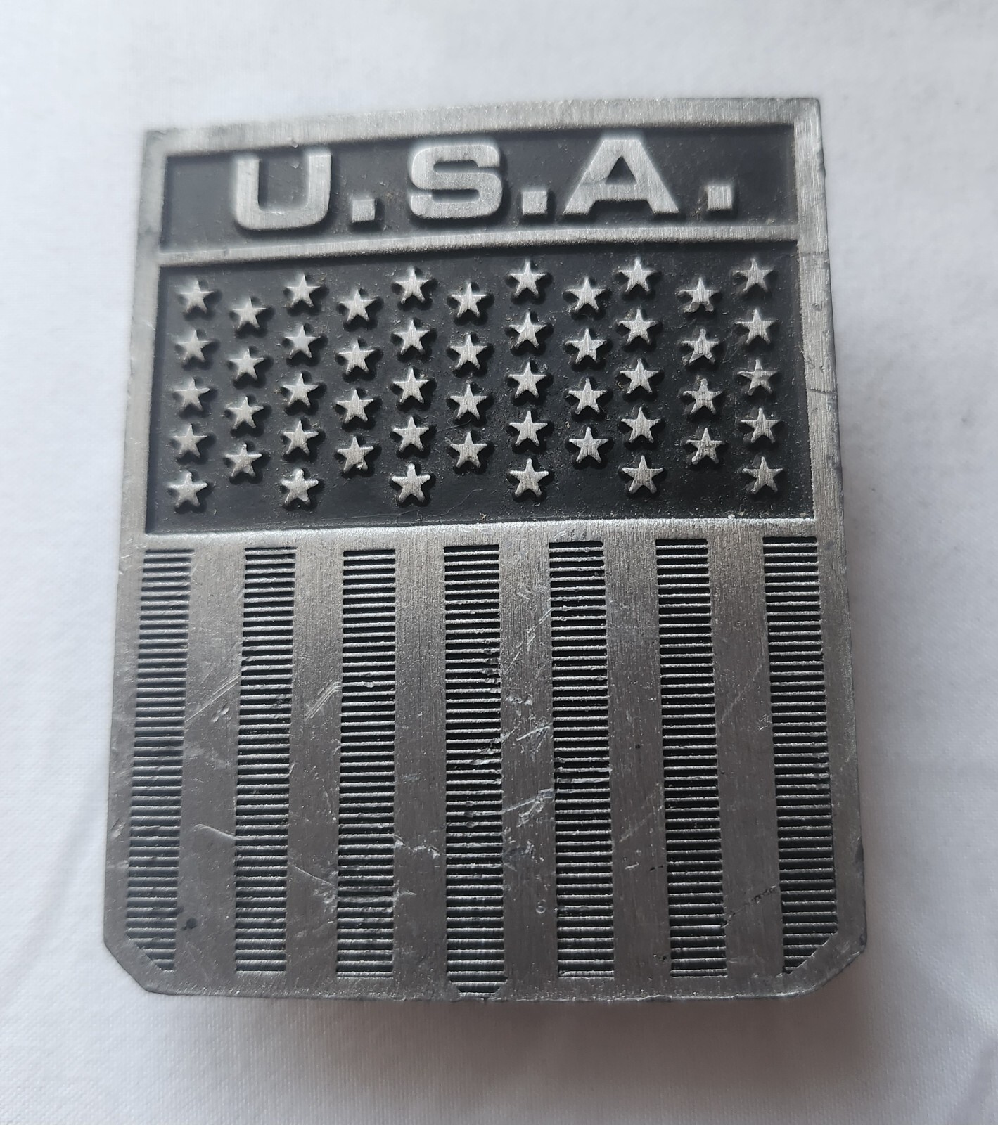 American Flag Pewter Belt Buckle USA United States – U.S.A.