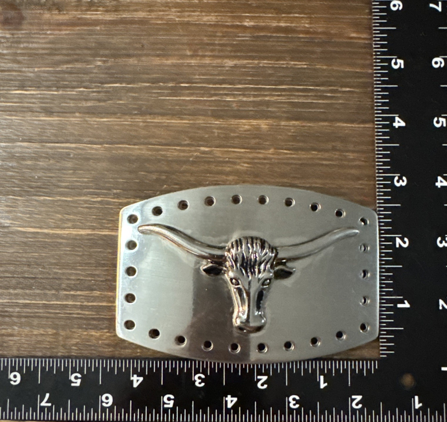 Longhorn Steer Silver Tone Belt Buckle Unbranded 2.75 X 4.25 Inches Use Wear