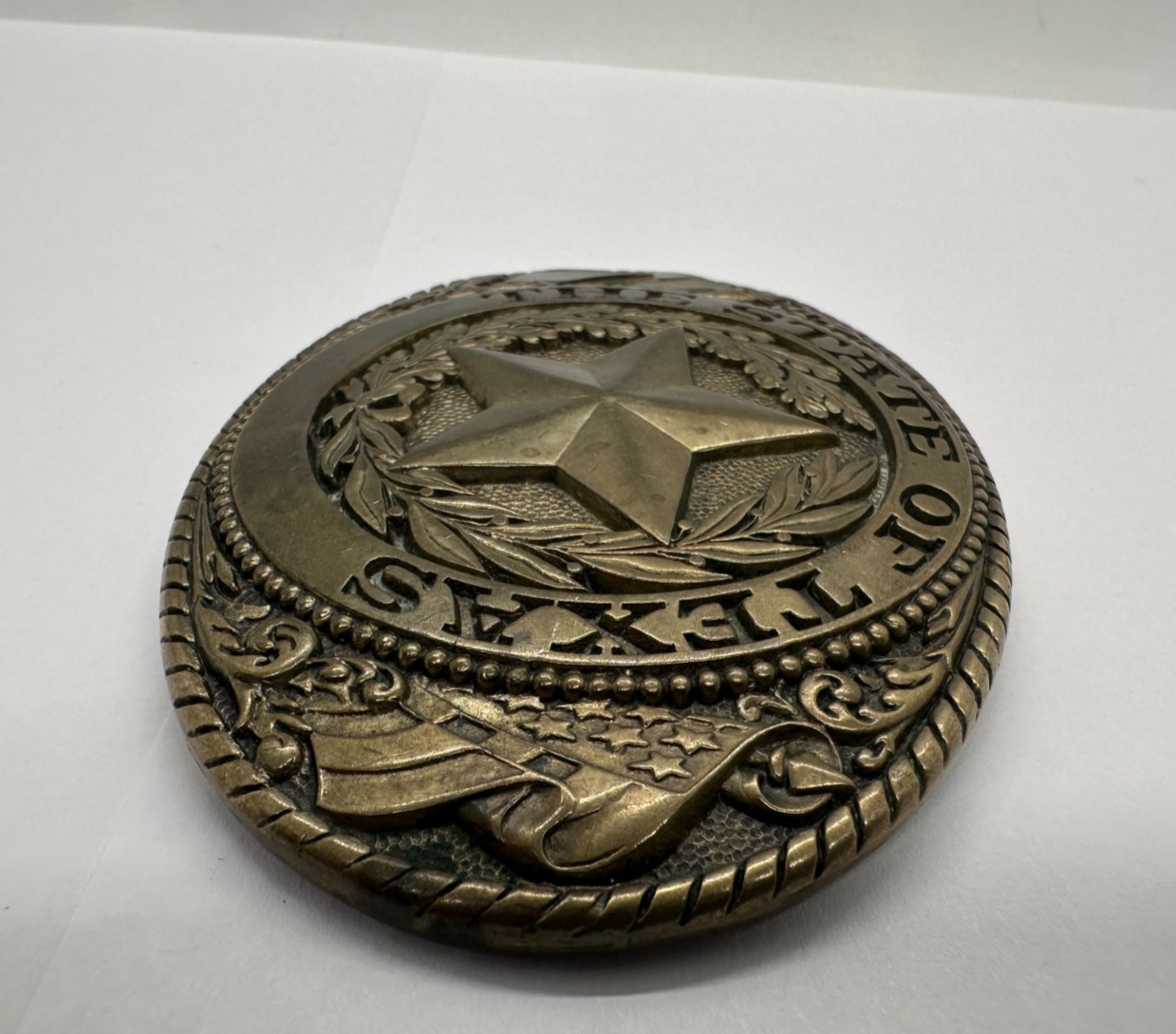 VTG Tony Lama Texas State Series Belt Buckle Solid Brass Lone Star State SEAL